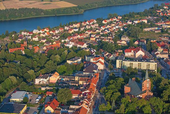 Olecko, panorama na miasto od strony NW, EU, PL, Warm-Maz. LOTNICZE.